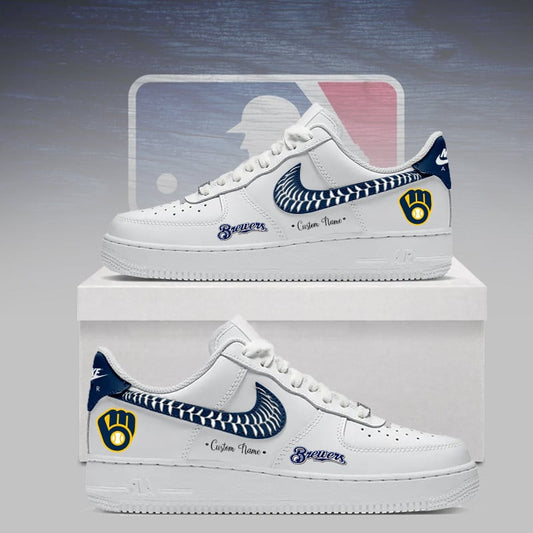 LIMITED EDITION - NEW CUSTOMIZED MLB15 MBS MILWAUKEE BREWERS AF1 SNEAKERS