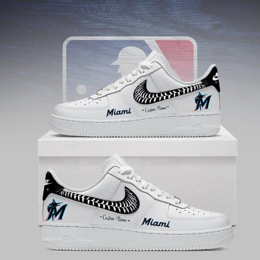 LIMITED EDITION - NEW CUSTOMIZED MLB20 MMS MIAMI MARLINS AF1 SNEAKERS