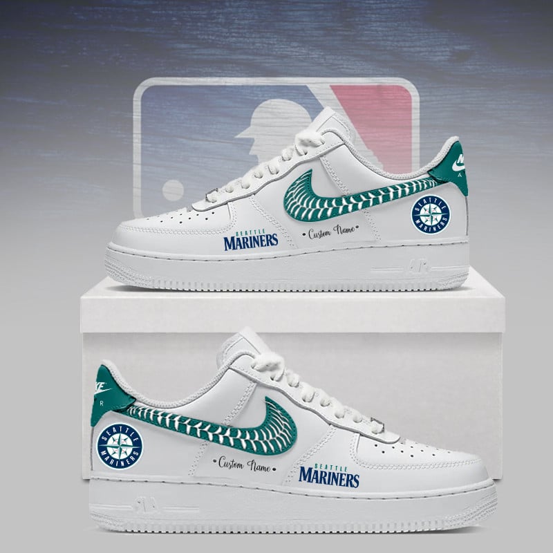 LIMITED EDITION - NEW CUSTOMIZED MLB14 SMS SEATTLE MARINERS AF1 SNEAKERS
