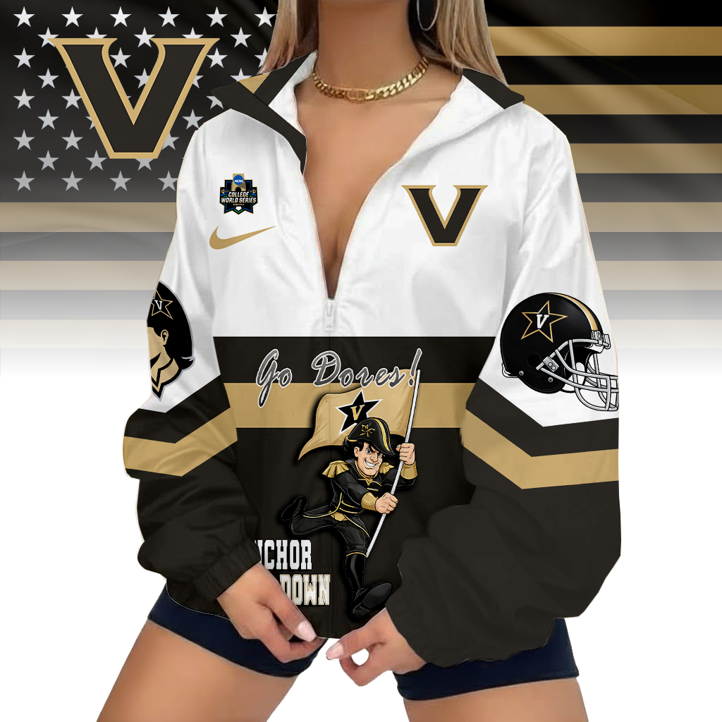 LIMITED EDITION - NEW CUSTOMIZED NCAA COLLEGE WORLD SERIES 17 VANDERBILT COMMODORES V-NECK ZIPPER SWEATSHIRT JACKET