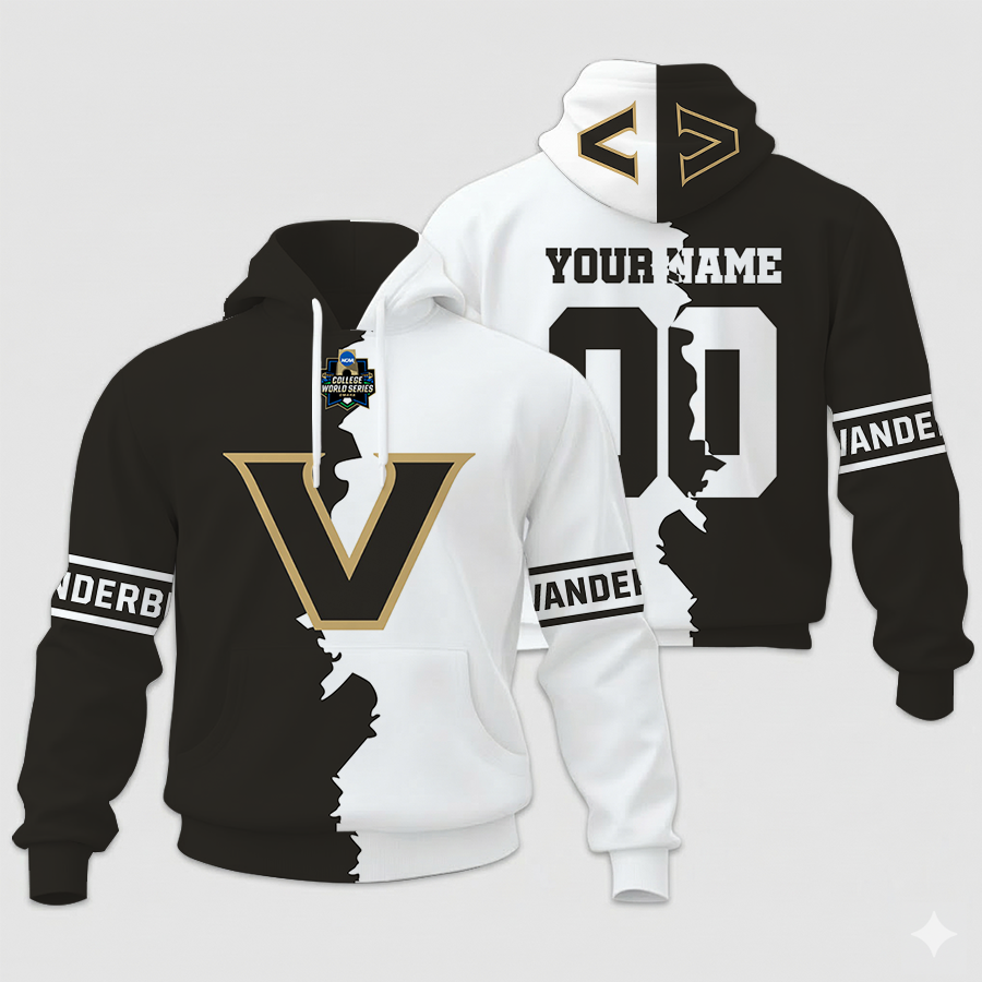 LIMITED EDITION - NEW CUSTOMIZED NCAA COLLEGE WORLD SERIES 17-VDC VD COMMODORES UNISEX HOODIE & ZIP HOODIE