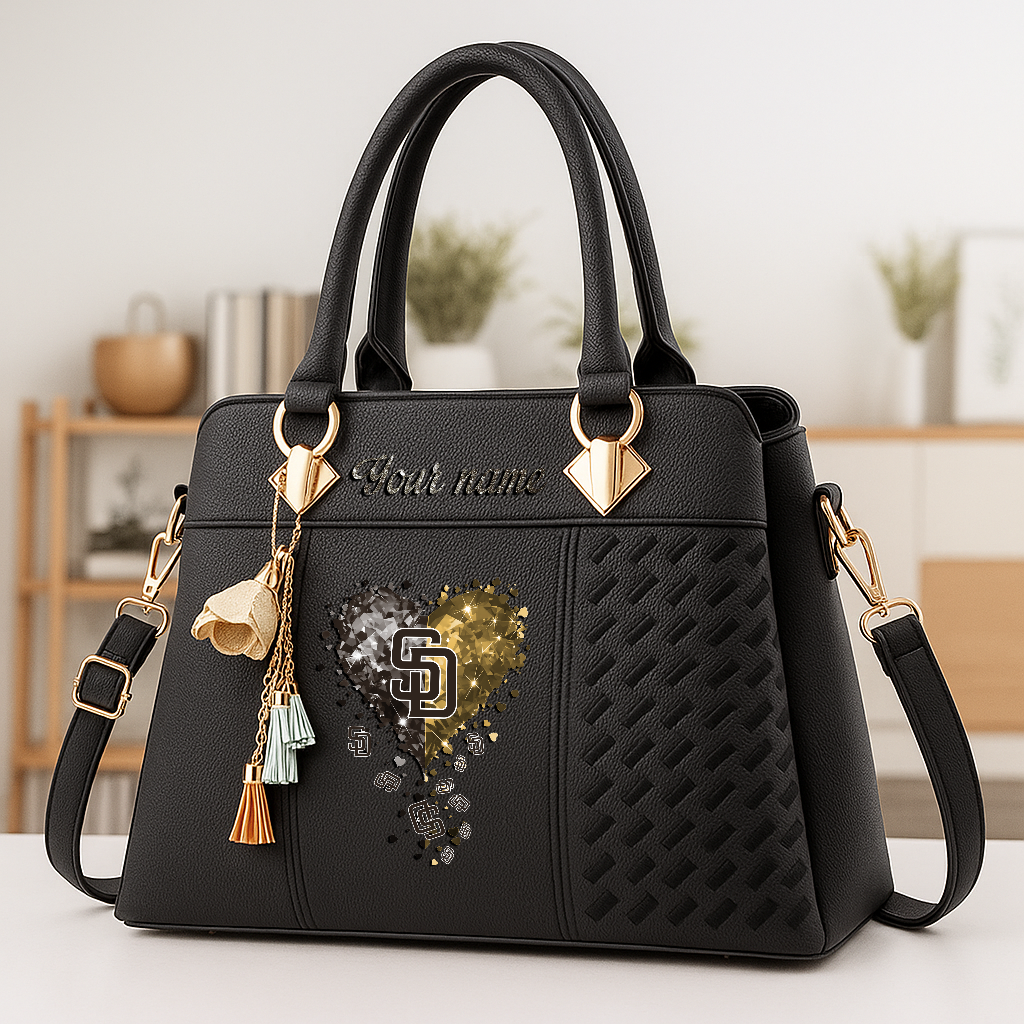 LIMITED EDITION - NEW CUSTOMIZED MLB18 SDP SAN DIEGO PADRES ZIP HANDBAG MULTICOLOR