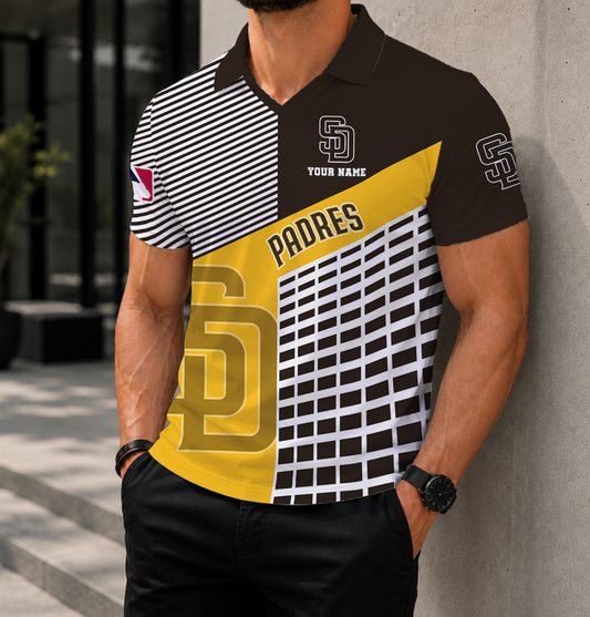 LIMITED EDITION - NEW CUSTOMIZED MLB18 SDP SAN DIEGO PADRES POLO SHIRT