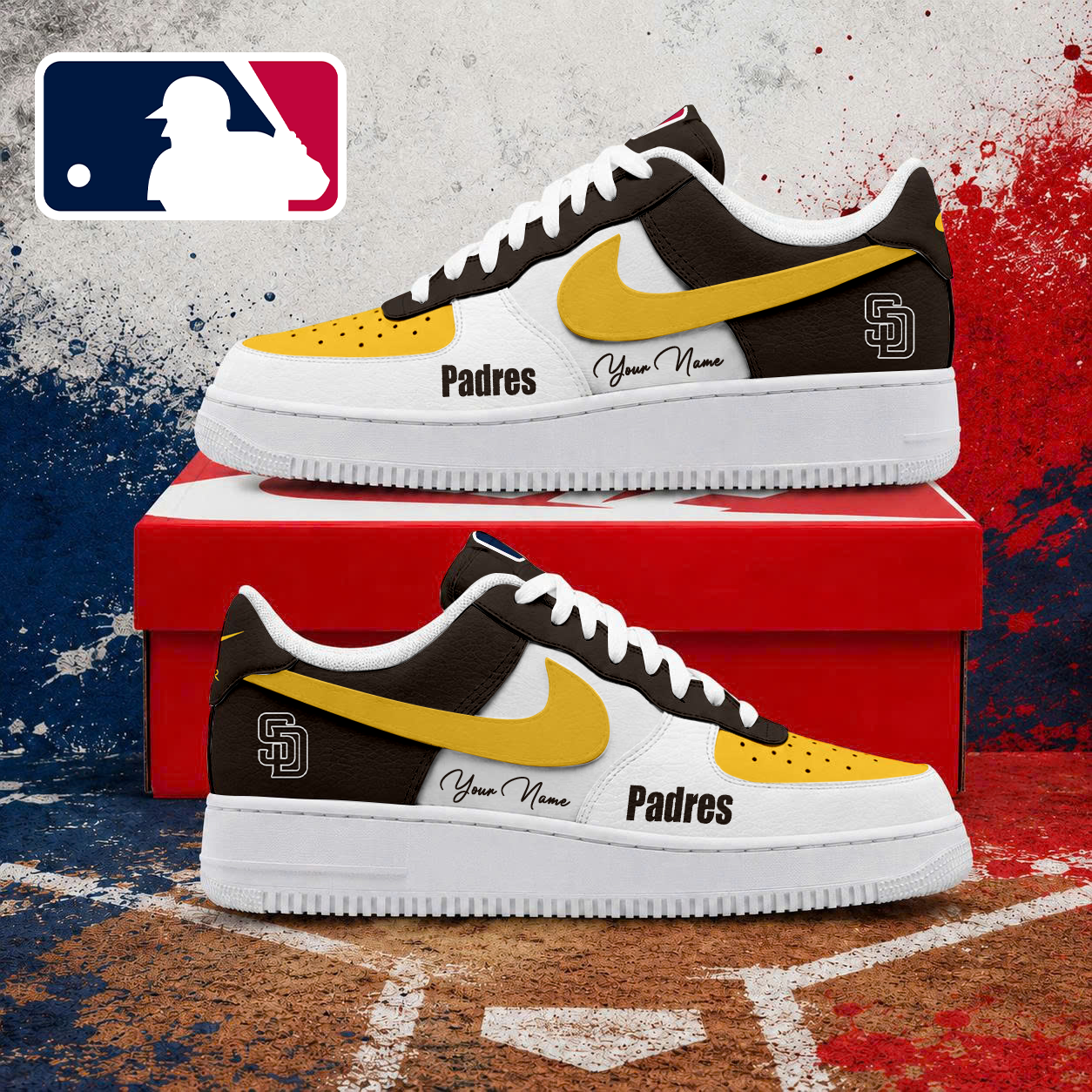 LIMITED EDITION - NEW CUSTOMIZED MLB18 SDP SAN DIEGO PADRES AF1 SHOES