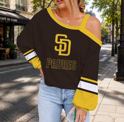FINAL SALE - NEW CUSTOMIZED MLB18 SDP SAN DIEGO PADRES DROP SHOULDER SWEATSHIRT