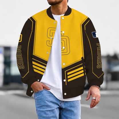FLASH SALE - NEW CUSTOMIZED MLB18 SDP SAN DIEGO PADRES SATIN VARSITY & BASEBALL JACKET