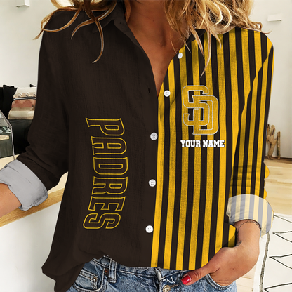 SPECIAL EDITION - NEW CUSTOMIZED MLB18 SDP SAN DIEGO PADRES WOMEN CASUAL SHIRT