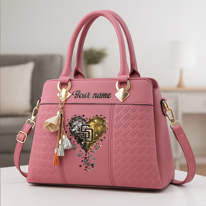 LIMITED EDITION - NEW CUSTOMIZED MLB18 SDP SAN DIEGO PADRES ZIP HANDBAG MULTICOLOR