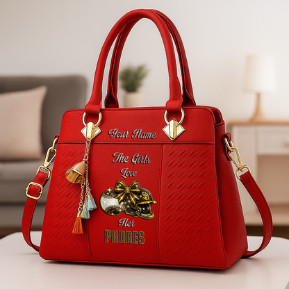 LIMITED EDITION - NEW CUSTOMIZED MLB18 SDP SAN DIEGO PADRES ZIP HANDBAG MULTICOLOR