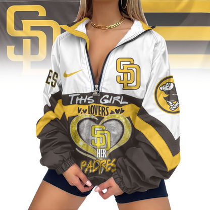 LIMITED EDITION - NEW CUSTOMIZED MLB18 SDP SAN DIEGO PADRES V-NECK ZIPPER JACKET