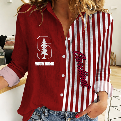 FINAL SALE - NEW CUSTOMIZED | NCAA CWS18 STC ST CARDINAL WOMEN CASUAL SHIRT FOR FAN