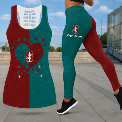 SPECIAL EDITION - NEW CUSTOMIZED NCAA CWS18 STC STANFORD CARDINAL LEGGINGS & HOLLOW TANK TOP SET