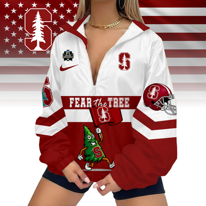 LIMITED EDITION - NEW CUSTOMIZED NCAA COLLEGE WORLD SERIES 18 STANFORD CARDINAL V-NECK ZIPPER SWEATSHIRT JACKET