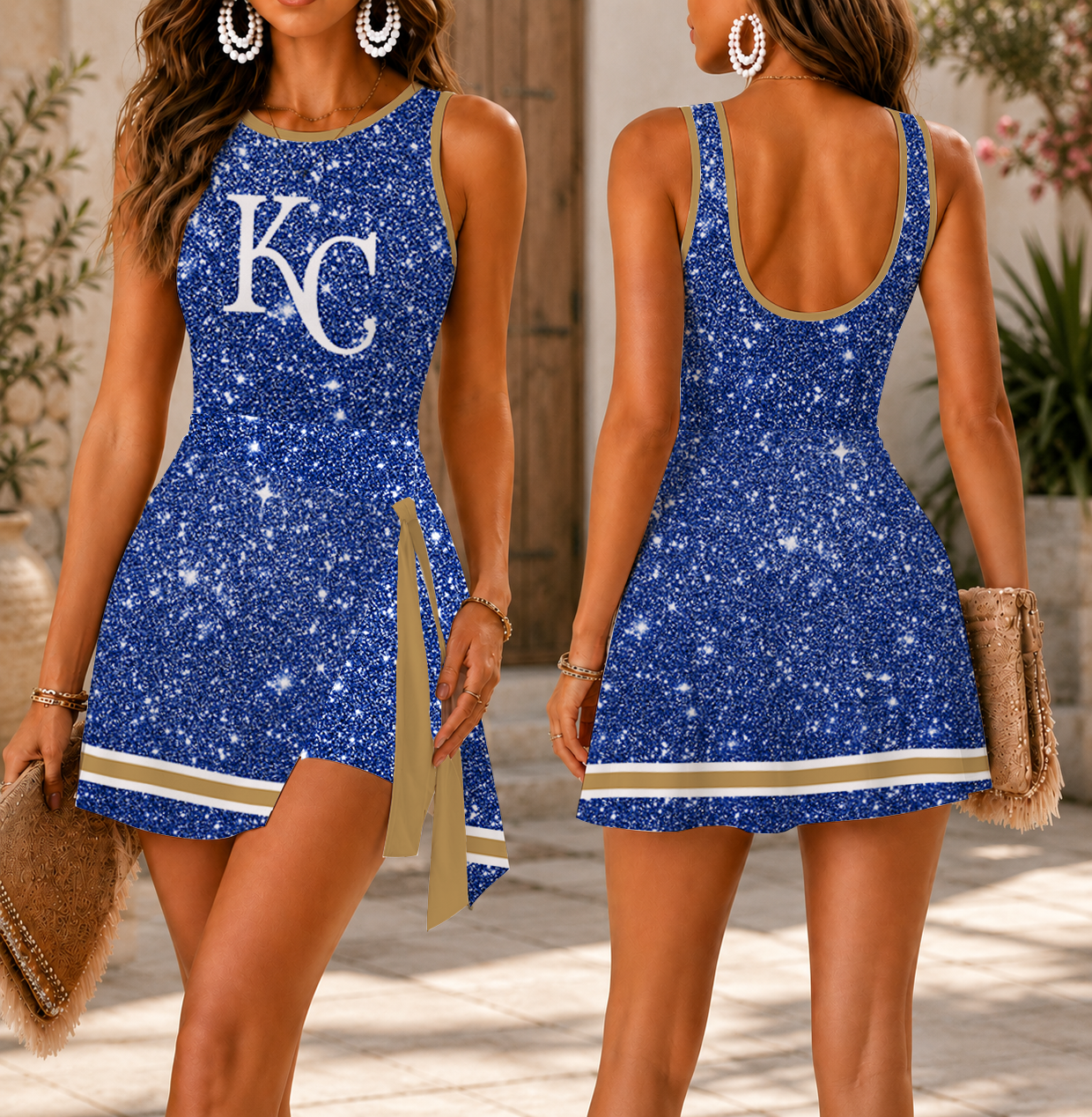 FINAL SALE - NEW CUSTOMIZED MLB19 KCR KANSAS CITY ROYALS WOMEN'S SUMMER SKORT DRESS