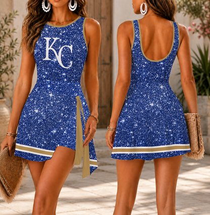 FINAL SALE - NEW CUSTOMIZED MLB19 KCR KANSAS CITY ROYALS WOMEN'S SUMMER SKORT DRESS