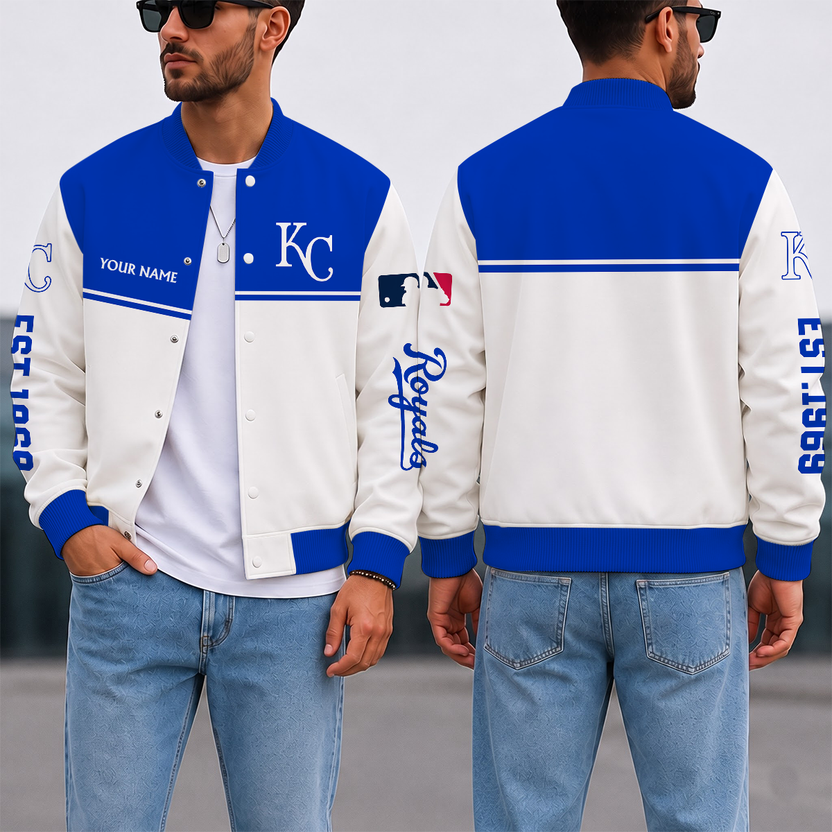 VIRAL EDITION - NEW CUSTOMIZED MLB19 KCR KANSAS CITY ROYALS SATIN VARSITY & BASEBALL JACKET