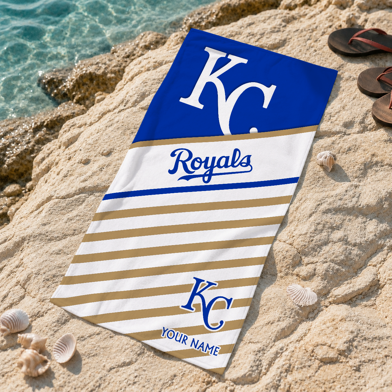 FINAL SALE - NEW CUSTOMIZED MLB19 KCR KANSAS CITY ROYALS BEACH TOWEL FOR FAN