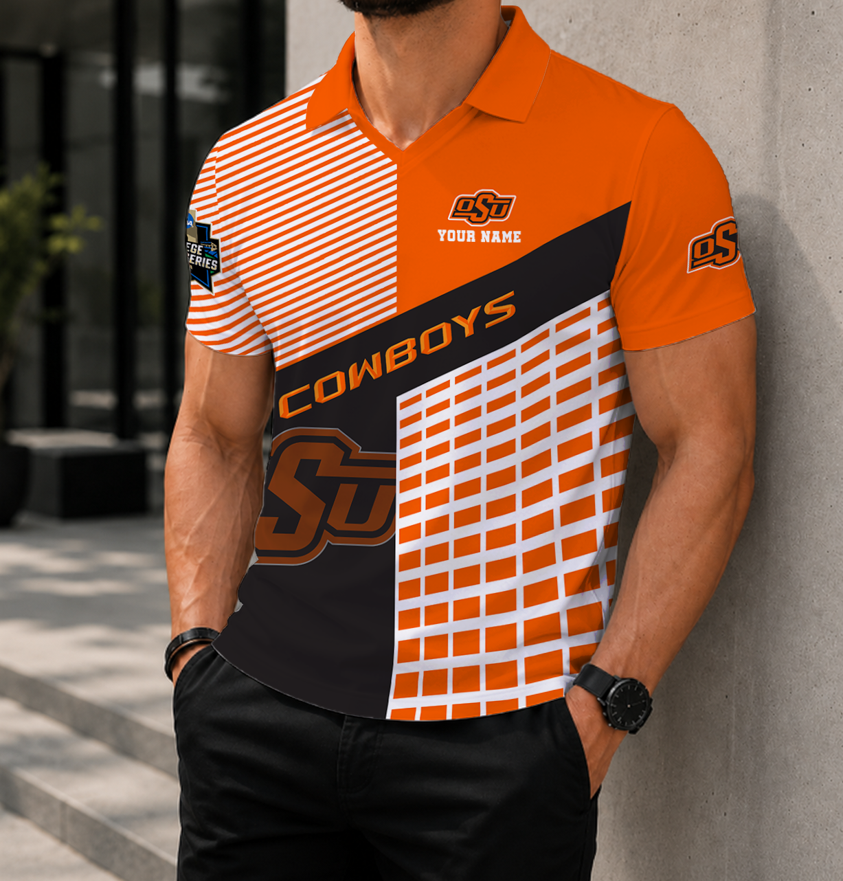 LIMITED EDITION - NEW CUSTOMIZED NCAA CWS19 OSC OKLAHOMA STATE COWBOYS POLO SHIRT