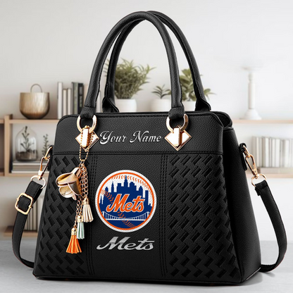 LIMITED EDITION - NEW CUSTOMIZED MLB17 NYM NEW YORK METS ZIP HANDBAG MULTICOLOR