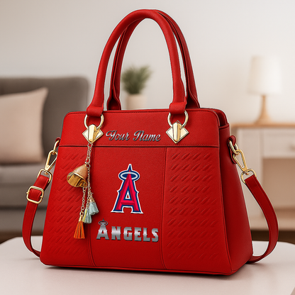 LIMITED EDITION - NEW CUSTOMIZED MLB27 LAA LOS ANGELES ANGELS ZIP HANDBAG MULTICOLOR