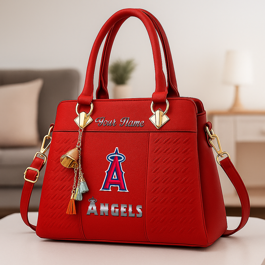 LIMITED EDITION - NEW CUSTOMIZED MLB27 LAA LOS ANGELES ANGELS ZIP HANDBAG MULTICOLOR