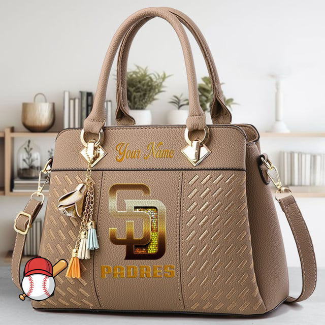 LIMITED EDITION - NEW CUSTOMIZED MLB18 SDP SAN DIEGO PADRES ZIP HANDBAG MULTICOLOR