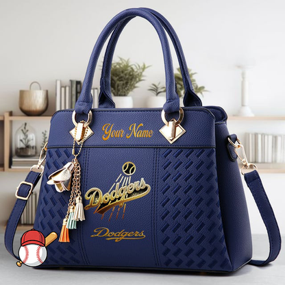 LIMITED EDITION - NEW CUSTOMIZED MLB02 LAD LOS ANGELES DODGERS ZIP HANDBAG MULTICOLOR