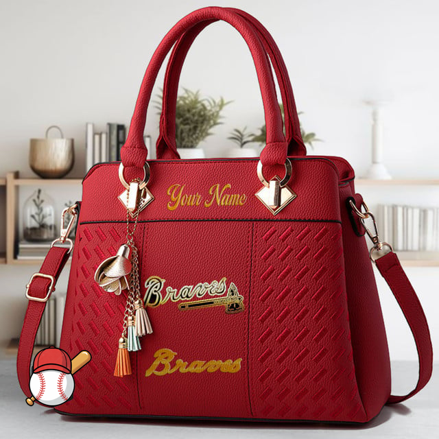 LIMITED EDITION - NEW CUSTOMIZED MLB09 ABS ATLANTA BRAVES ZIP HANDBAG MULTICOLOR