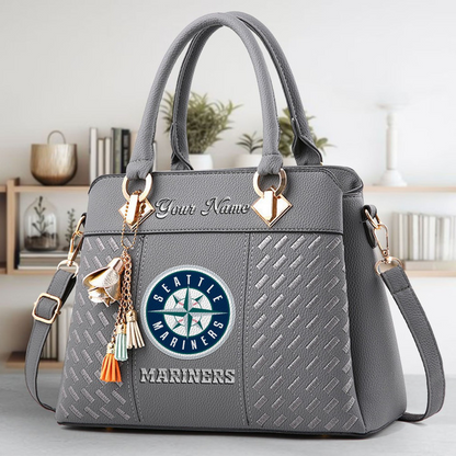 LIMITED EDITION - NEW CUSTOMIZED MLB14 SMS SEATTLE MARINERS ZIP HANDBAG MULTICOLOR