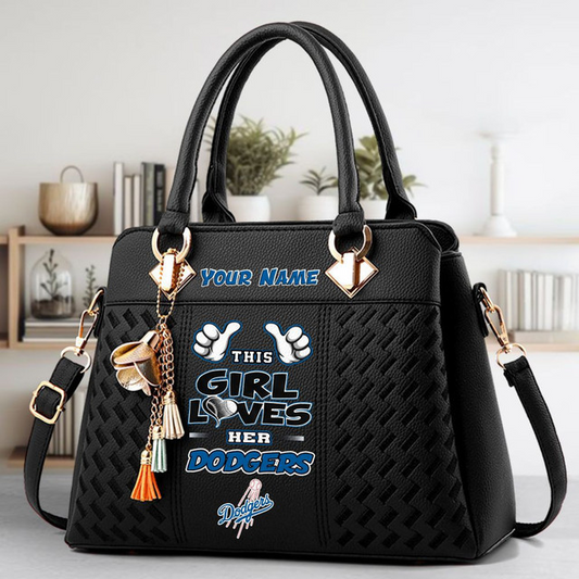 LIMITED EDITION - NEW CUSTOMIZED MLB02 LAD LOS ANGELES DODGERS ZIP HANDBAG MULTICOLOR