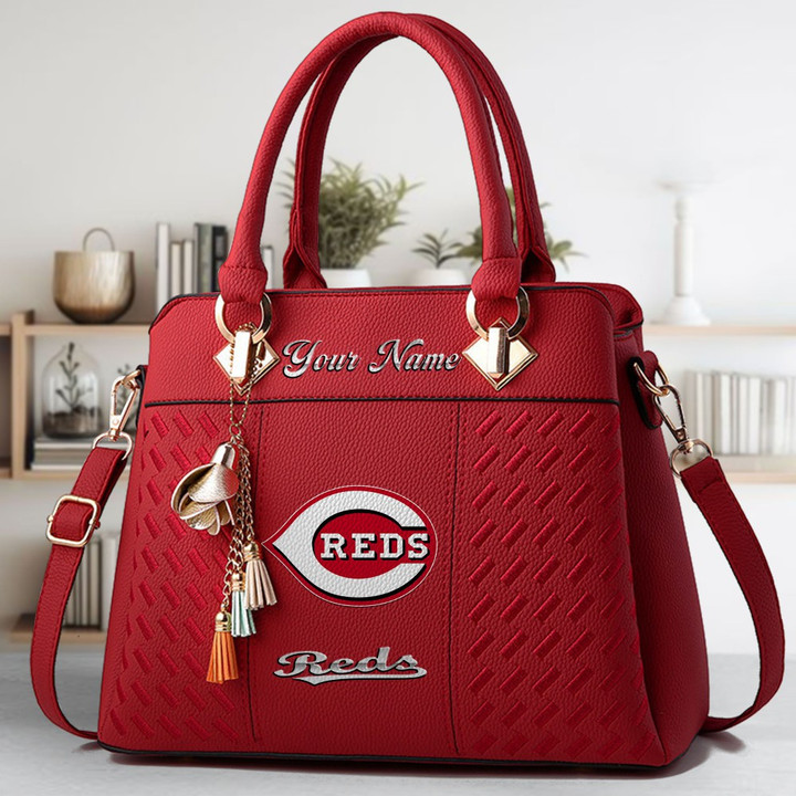 LIMITED EDITION - NEW CUSTOMIZED MLB05 CRS CINCINNATI REDS ZIP HANDBAG MULTICOLOR