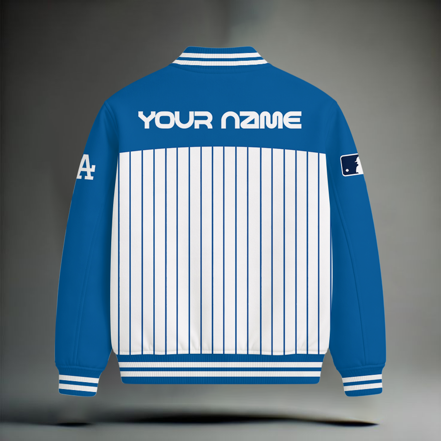 HOT DEAL - NEW CUSTOMIZED MLB02 LAD LOS ANGELES DODGERS SNOOPY STYLE SATIN VARSITY & BASEBALL JACKET