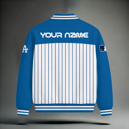 HOT DEAL - NEW CUSTOMIZED MLB02 LAD LOS ANGELES DODGERS SNOOPY STYLE SATIN VARSITY & BASEBALL JACKET