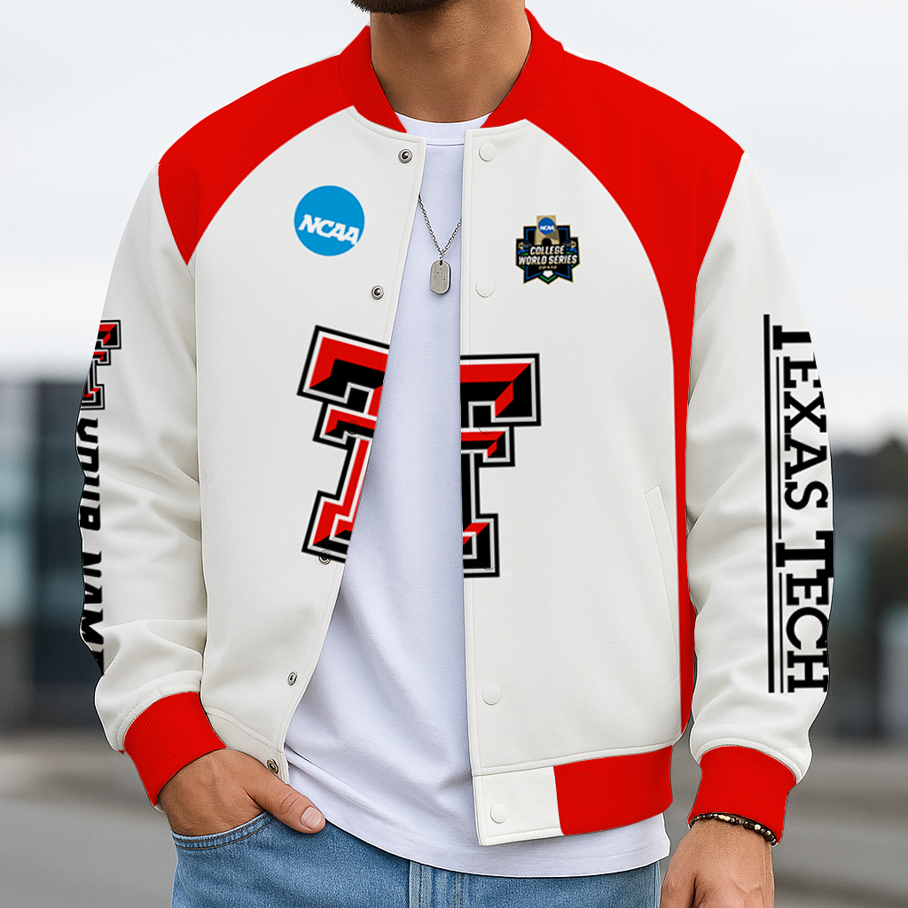 LIMITED EDITION - NEW CUSTOMIZED NCAA CWS20 TRR TEXAS TECH RED RAIDERS BASEBALL JACKET, SATIN VARSITY JACKET