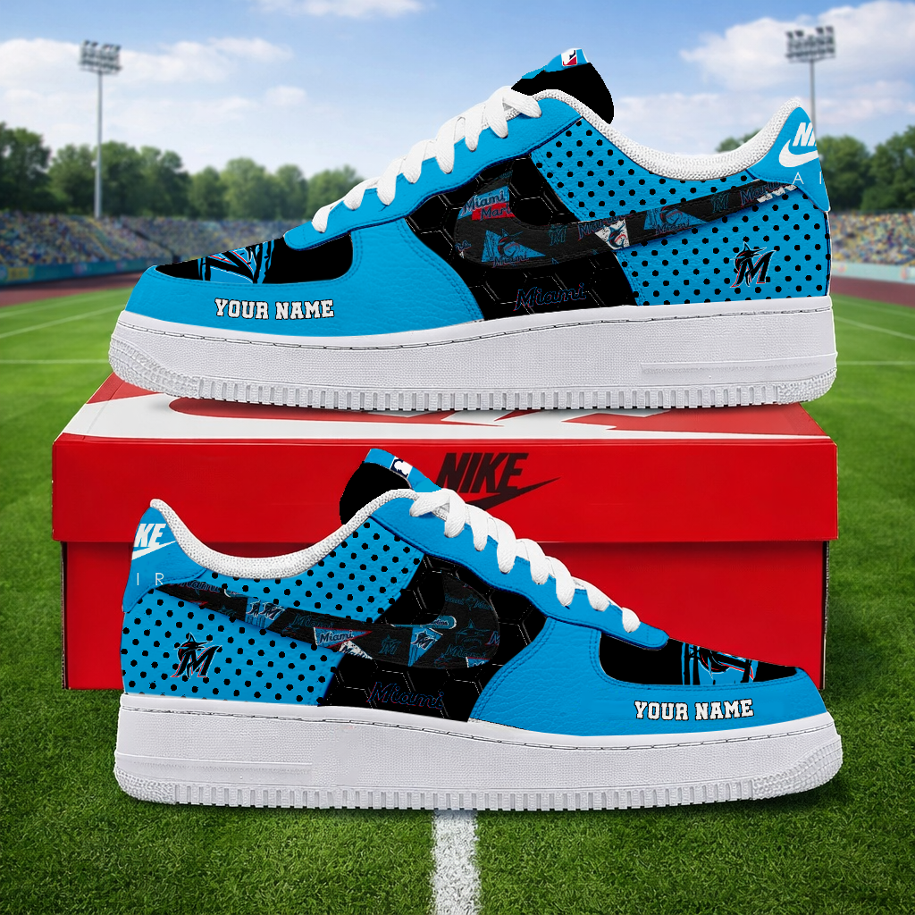 SPECIAL OFFER - NEW CUSTOMIZED MLB20 MMS MIAMI MARLINS AF1 SNEAKERS