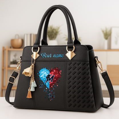 LIMITED EDITION - NEW CUSTOMIZED MLB20 MMS MIAMI MARLINS ZIP HANDBAG MULTICOLOR