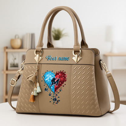LIMITED EDITION - NEW CUSTOMIZED MLB20 MMS MIAMI MARLINS ZIP HANDBAG MULTICOLOR
