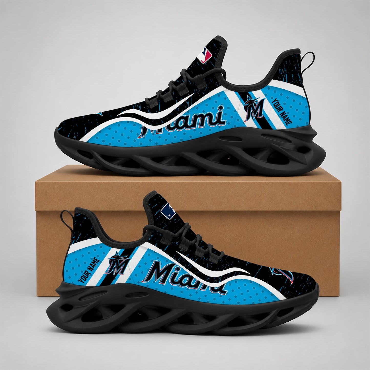 VIRAL EDITION - NEW CUSTOMIZED MLB20 MMS MIAMI MARLINS MAX SOUL SHOES