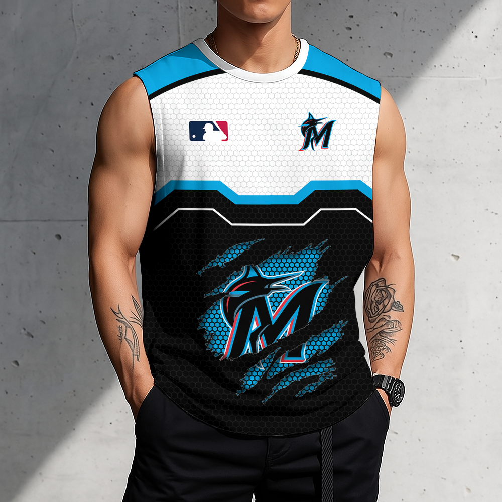 FINAL SALE - NEW CUSTOMIZED MLB20 MMS MIAMI MARLINS MEN'S GYM SHIRT