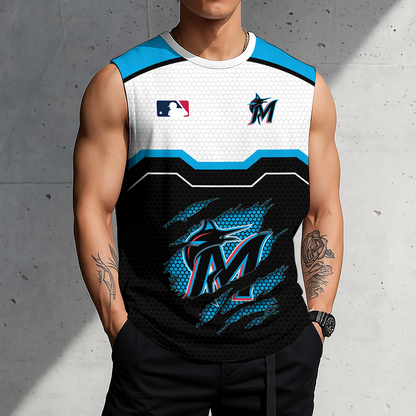 FINAL SALE - NEW CUSTOMIZED MLB20 MMS MIAMI MARLINS MEN'S GYM SHIRT