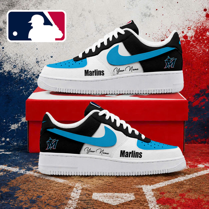 LIMITED EDITION - NEW CUSTOMIZED MLB20 MMS MIAMI MARLINS AF1 SHOES