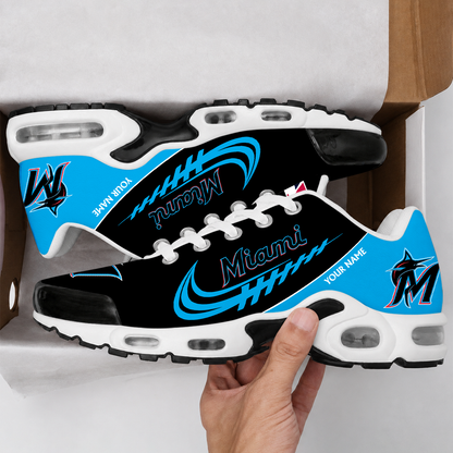 LIMITED EDITION - NEW CUSTOMIZED MLB20 MMS MIAMI MARLINS AIR MAX PLUS SNEAKERS
