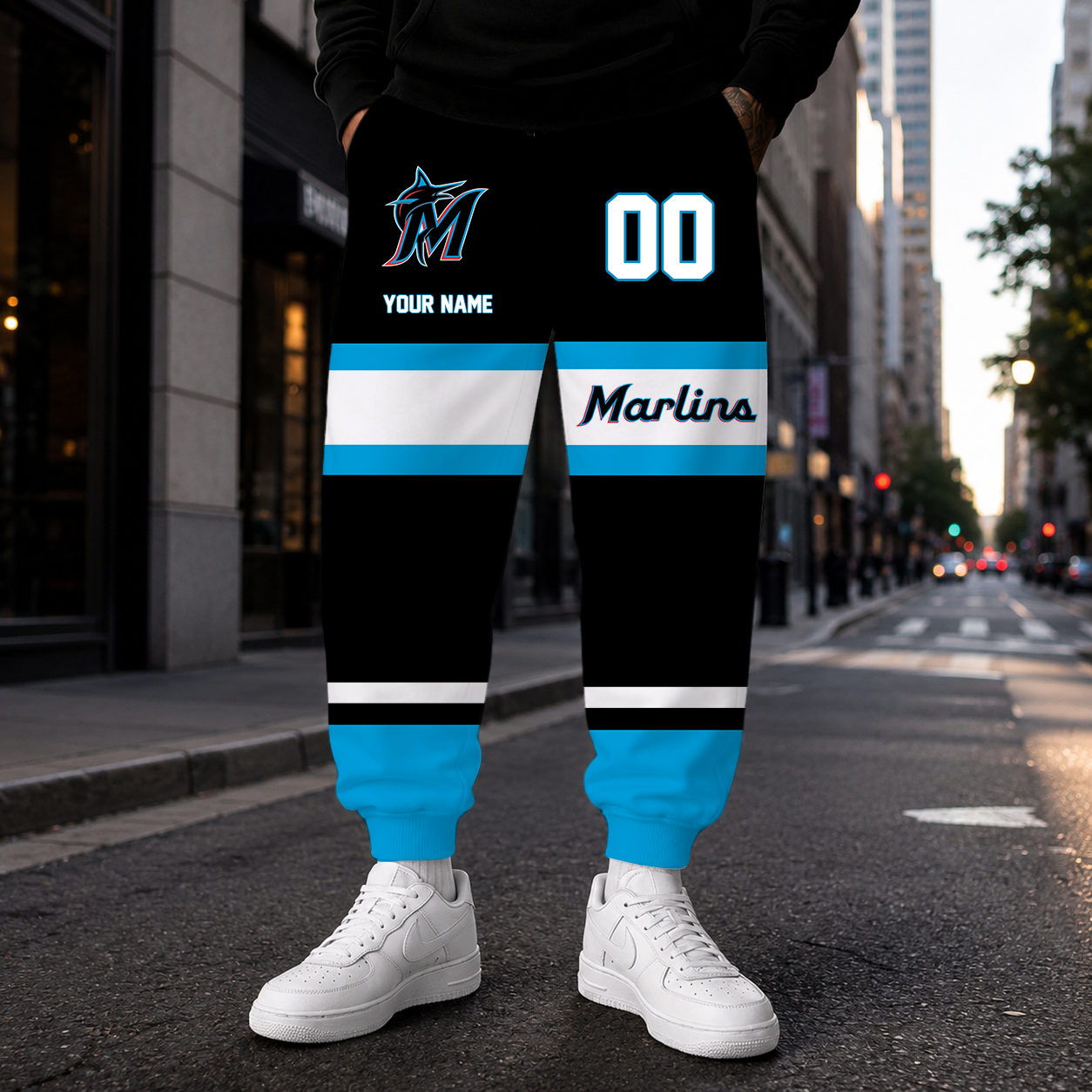 EXCLUSIVE EDITION - NEW CUSTOMIZED MLB20 MMS MIAMI MARLINS SWEATPANTS