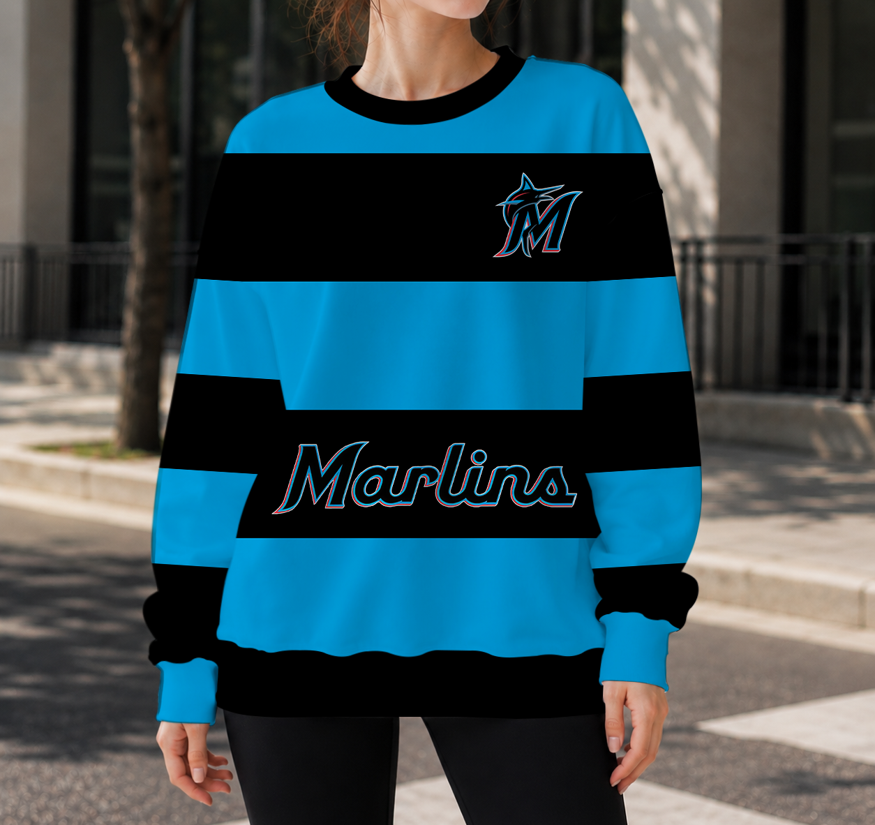 FINAL SALE - NEW CUSTOMIZED MLB20 MMS MIAMI MARLINS UNISEX SWEATSHIRT