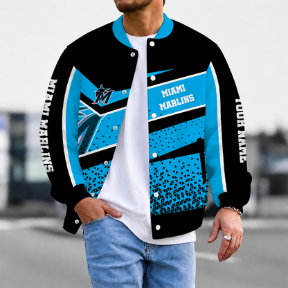 FINAL SALE - NEW CUSTOMIZED MLB20 MMS MIAMI MARLINS SATIN VARSITY & BASEBALL JACKET