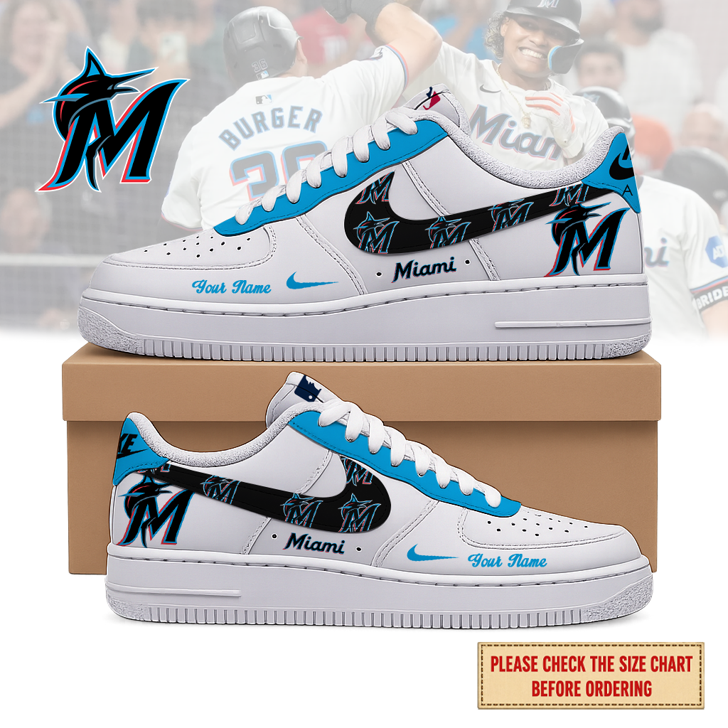VIRAL EDITION - NEW CUSTOMIZED MLB20 MMS MIAMI MARLINS AF1 SHOES