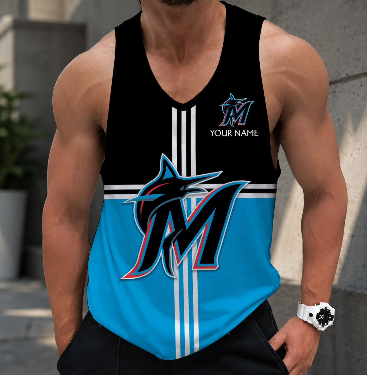 FINAL SALE - NEW CUSTOMIZED MLB20 MIAMI MARLINS UNISEX TANK TOP