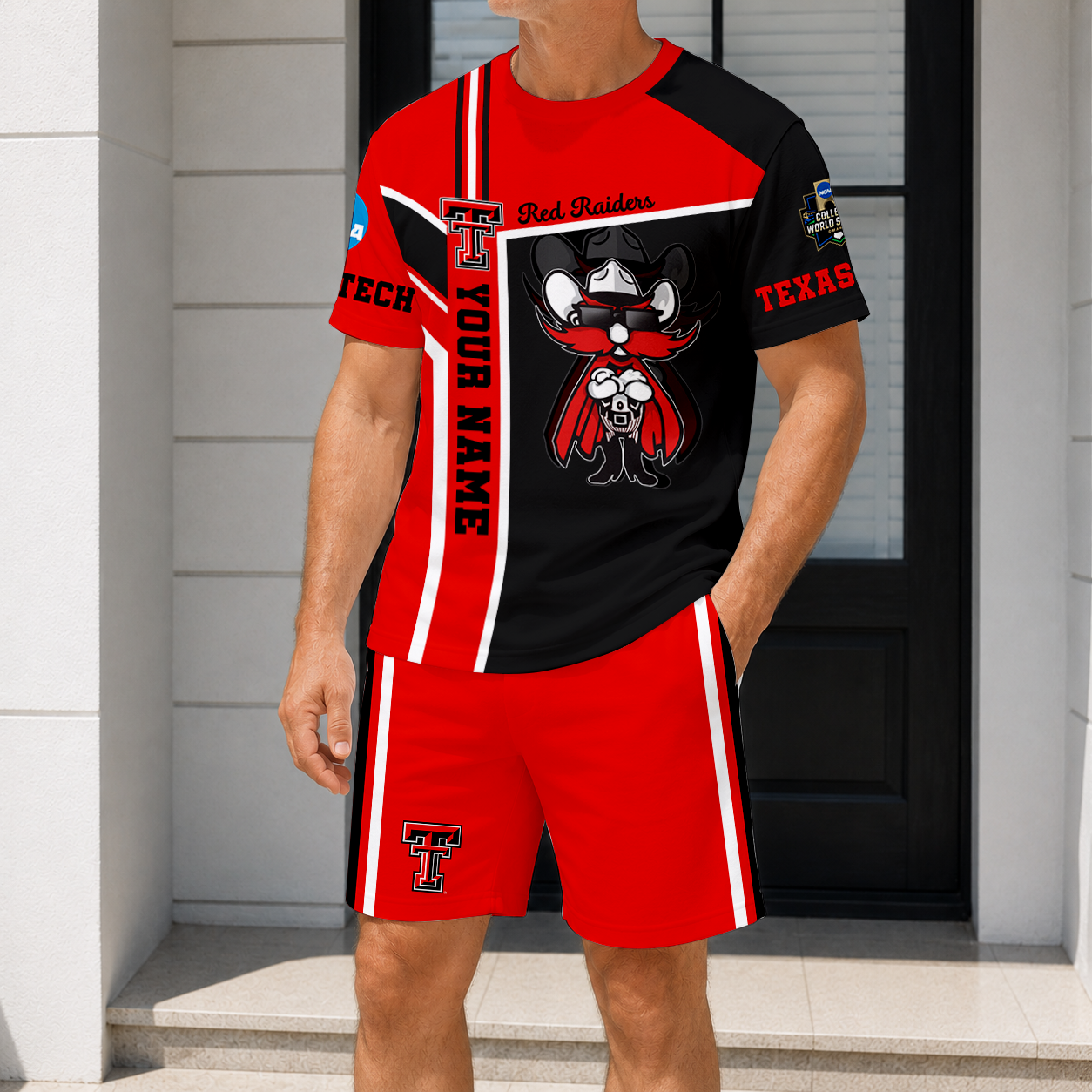 ELITE EDITION - NEW CUSTOMIZED NCAA CWS20 TRR TEXAS TECH RED RAIDERS T-SHIRT & SHORT PANTS SET