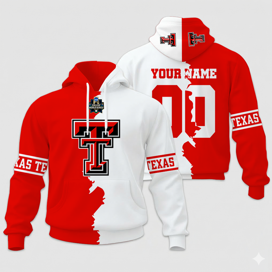 LIMITED EDITION - NEW CUSTOMIZED NCAA COLLEGE WORLD SERIES 20-TRR TR RAIDER UNISEX HOODIE & ZIP HOODIE