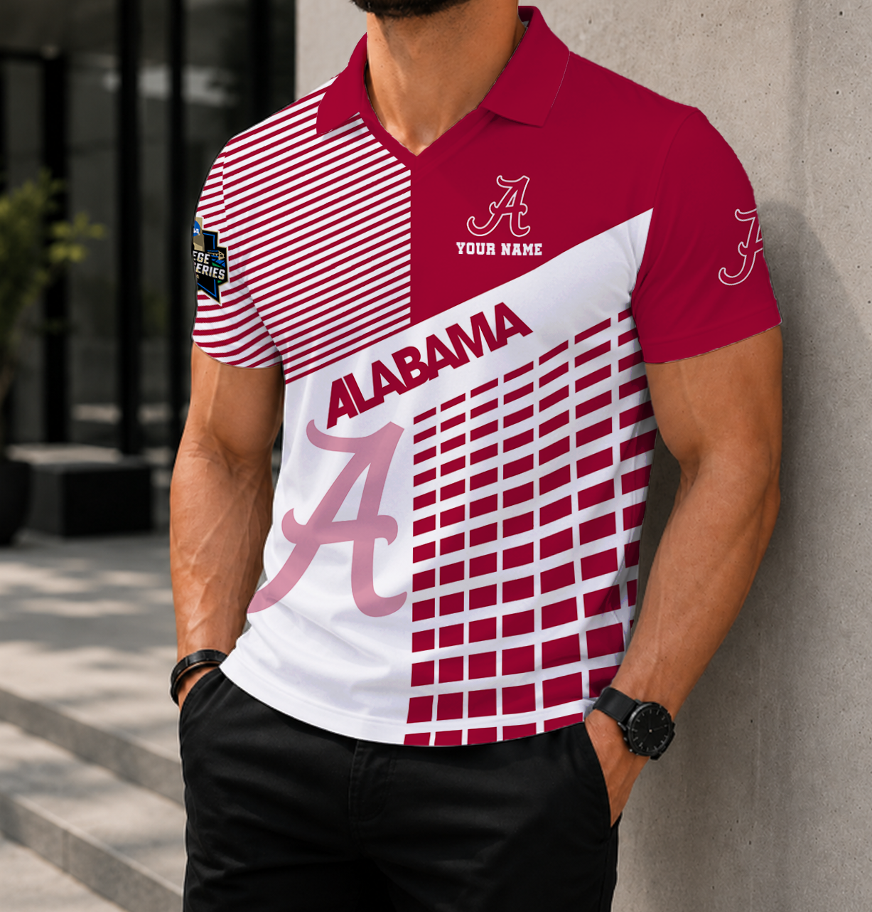 LIMITED EDITION - NEW CUSTOMIZED NCAA CWS21 ABC ALABAMA CRIMSON TIDE POLO SHIRT